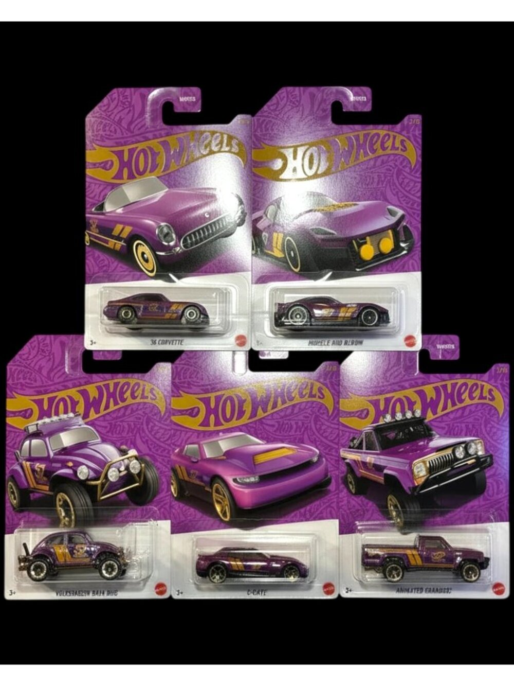 Hot Wheels 57th Anniversary Pearl Chrome Mix 2 Five Pack Die Cast Cars